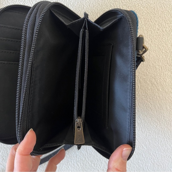 Pendleton EUC Wool Aztec Blue Orange Turquoise Crossbody Wallet Bag Purse - Picture 4 of 9